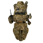 Преміум плитоноска Warmor Gen.6 PRO MAX v2 з максимальним набором підсумків, захистом шиї та модульним фартухом для захисту паху. Піксель. МУЛЬТИКАМ