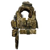 Преміум плитоноска Warmor Gen.6 PRO MAX v2 з максимальним набором підсумків, захистом шиї та модульним фартухом для захисту паху. Піксель. МУЛЬТИКАМ