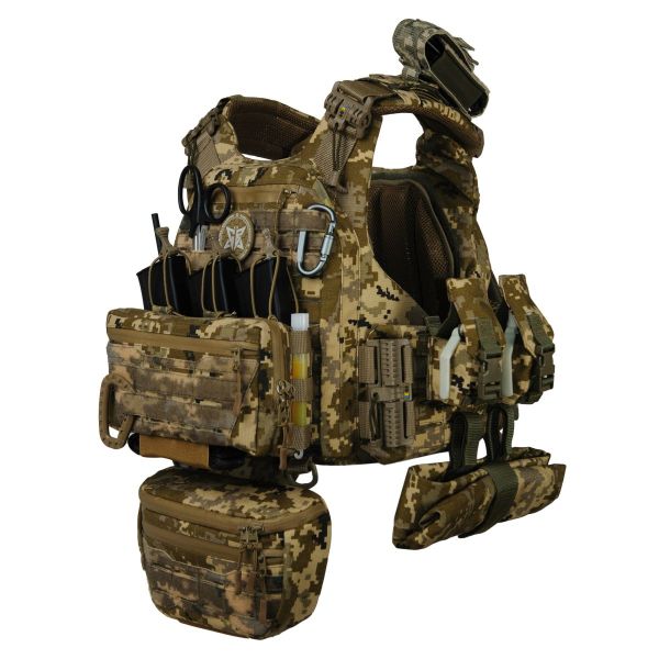 Преміум плитоноска Warmor Gen.6 Pro Max v2 з максимальним набором підсумків. Піксель. МУЛЬТИКАМ