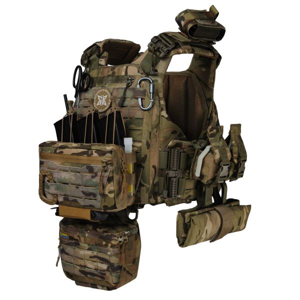 Преміум плитоноска Warmor Gen.6 Pro Max v2 з максимальним набором підсумків. Мультикам. Піксель