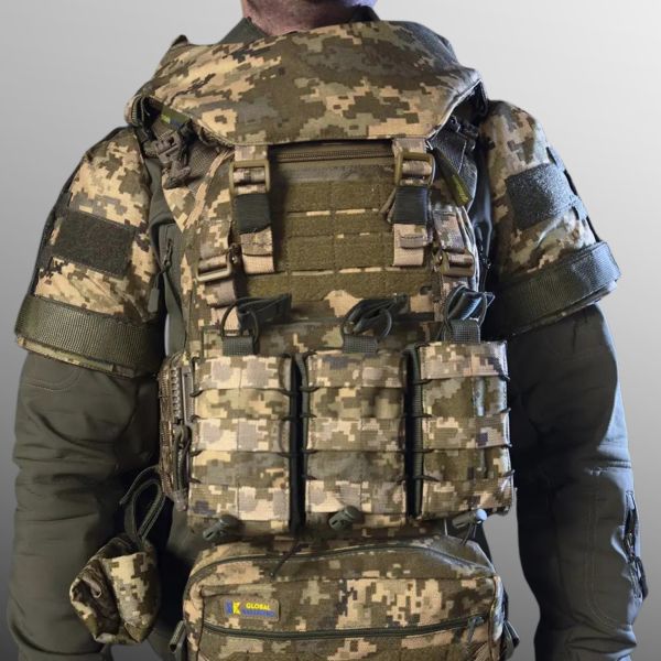 Тактичний жилет - плитоноска Warmor Gen.3 Max Pro піксель із захистом шиї, плечей і фартухом за 1 класом ДСТУ 8782:2018