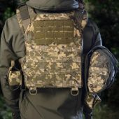 Бронежилет у повній комплектації з бронеплитами у кольорі Піксель: полегшені керамічні пластини 6 класу захисту ДСТУ + плитоноска Warmor gen.3 Max піксель