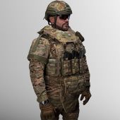 Бронежилет в максимальній комплектації Мультикам : плитоноска Warmor gen.3 Max + балістичний захист боків, паху (фартух), плечей, шиї  + полегшені керамічні пластини 6 класу захис Чорний