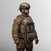 Бронежилет 6 класу Warmor gen.3 Pro Max з додатковим балістичним захистом 1 класу боків, паху + балістичний фартух збільшеного розміру та суперлегкими керамічними бронеплитами (2,5 кг). Мультикам. Чорна