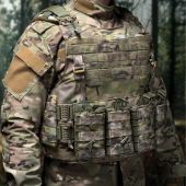 Бронекомплект Warmor Gen.4 із балістичним захистом і плитами: м'який захист по 1 кл.  ДСТУ + полегшені керамічні пластини 6 класу захисту ДСТУ + плитоноска Warmor Gen.4 з підсумками АК