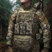 Бронежилет у повній комплектації з полегшеними керамічними плитами: керамічні пластини 6 класу захисту ДСТУ + плитоноска Warmor gen.3 Max мультикам