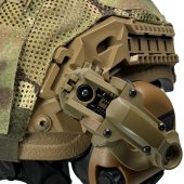Кевларовий шолом ARCH Combatant Pro HighCut (високий виріз) Койот з каверами Мультикам та активними навушниками Earmor M32  L (57-60 см)