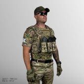 Бронежилет 3 класу захисту мультикам + 2 бронеплити + 3 підсумки під АК, вага 4.3 кг МУЛЬТИКАМ