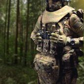 Бронекомплект Termonator 2.0 з максимальною площею захисту: плитоноска з подвійним швидким скиданням WARMOR Gen. 3 Pro Max для плит 25х30 см + 8 захисних модулів (захист плечей, шиї, боків, стегон, фартуха, попереку, паху), розміри S—XL. Колір Мультикам