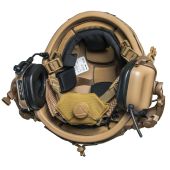 Шолом FAST WENDY койот системою в кавері з навушниками ARM NEXT F10 (повний аналог Earmor) і кріпленням "чебурашка"