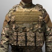 Тактична плитоноска Warmor Gen.4 піксель зі збільшеною площею захисту, підсумками під магазини та швидким бічним і верхнім скиданням (без плит)