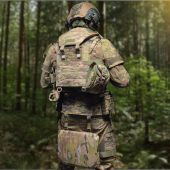 Бронекомплект Termonator 2.0 з максимальною площею захисту: плитоноска з подвійним швидким скиданням WARMOR Gen. 3 Pro Max для плит 25х30 см + 8 захисних модулів (захист плечей, шиї, боків, стегон, фартуха, попереку, паху), розміри S—XL. Колір Мультикам