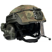 Кевларовий шолом ARCH Combatant Pro HighCut (високий виріз) олива з каверами Мультикам та активними навушниками Earmor M32  L (57-60 см)