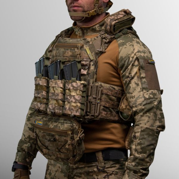 Плитоноска Warmor Gen.3 Pro Max піксель зі швидким скиданням мультикам з підсумками, сумка скидання, напашник, аптечка, турнікет