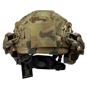 Кевларовий шолом ARCH Combatant Pro HighCut (високий виріз) Койот з каверами Мультикам та активними навушниками Earmor M32  L (57-60 см)