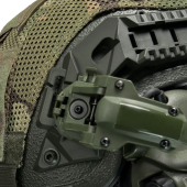 Кевларовий шолом ARCH Combatant Pro HighCut (високий виріз) олива з каверами Мультикам та активними навушниками Earmor M32  L (57-60 см)