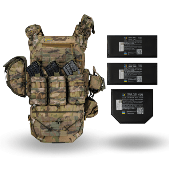 Плитоноска Warmor Gen. 3 Pro MAX під бронеплити XL (без плит) з балістичним захистом боків і паху 1 класу ДСТУ. Мультикам. Койот
