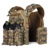 Комплект: Плитоноска Warmor Gen.3 МУЛЬТИКАМ і 3 подсумка + РПС Warbelt і 8 підсумків Мультикам