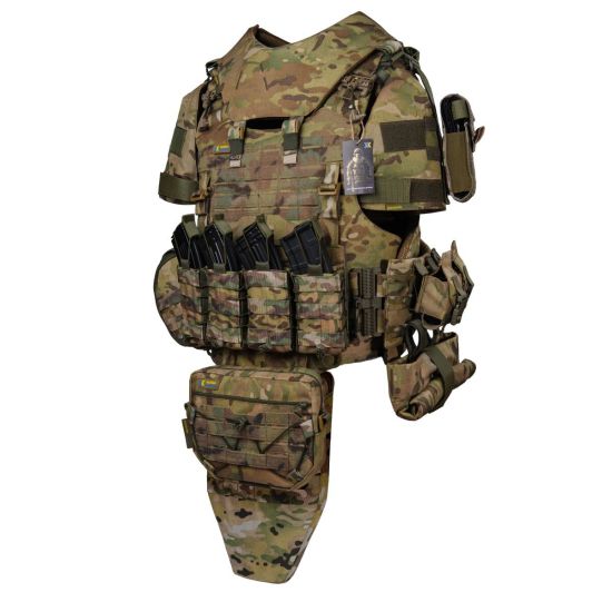 Плитоноска Warmor Gen.4 Max МУЛЬТИКАМ + Захист шиї, плечей, фартух і 10 підсумків Мультикам