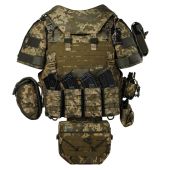 Плитоноска Warmor Gen.4 Max Піксель + Захист шиї, плечей та 10 підсумків Койот