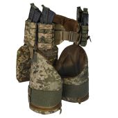 Комплект пояс WARBELT з м'яким балістичним захистом, захистом ніг за 1 класом ДСТУ та 4-ма підсумками під магазини АК. Піксель: