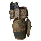 Комплект пояс WARBELT з м'яким балістичним захистом, захистом ніг за 1 класом ДСТУ та 4-ма підсумками під магазини АК. Мультикам