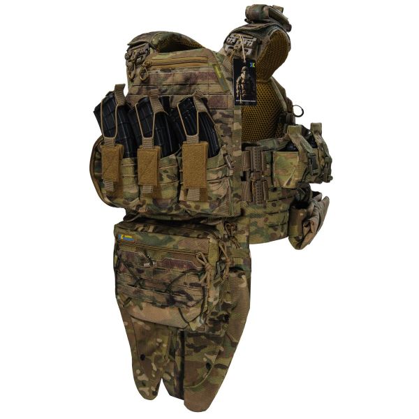 Преміум плитоноска Warmor Gen.5 PRO MAX з модульним балістичним фартухом для захисту паху. Мультикам. КОЙОТ