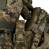 Бронежилет Warmor Gen. 5 з плитами 6-го класу та балістичним захистом: шиї 2.0, плечей, боків (збільшених камербендів), напашника, модульного фартуха, пояса РПС, ніг (стегон). Піксель ММ14. Мультикам