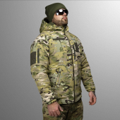 Зимова тактична куртка Soft Shell із утеплювачем Omni-Heat Global Ballistics Мультикам L