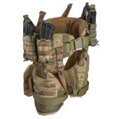 Комплект пояс WARBELT з м'яким балістичним захистом, захистом ніг за 1 класом ДСТУ та 4-ма підсумками під магазини АК. Мультикам