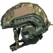 Тактичний шолом FAST WENDY (олива) в кавері з оригінальными навушниками Earmor M32/M31 та кріпленням «чебурашка»