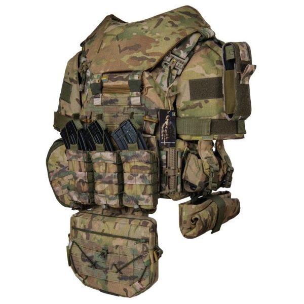 Плитоноска Warmor Gen.3 Max, колір МУЛЬТИКАМ + Захист шиї, плечей та 8 підсумків