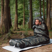 Спальний мішок Naturehike M320 з капюшоном  зелений камуфляж, лівий