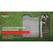 Спальник з капюшоном лівий (1°C) Naturehike U350  Зелений